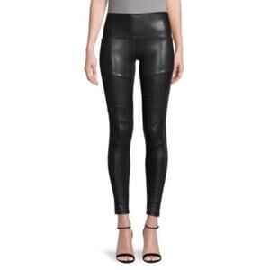 Bagatelle NYC Black Ribbed Faux Leather Moto Leggings Sz S